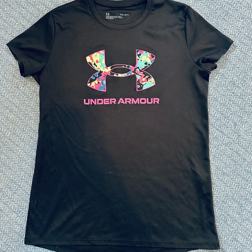 Under Armour Black Tee with Multicolor Logo